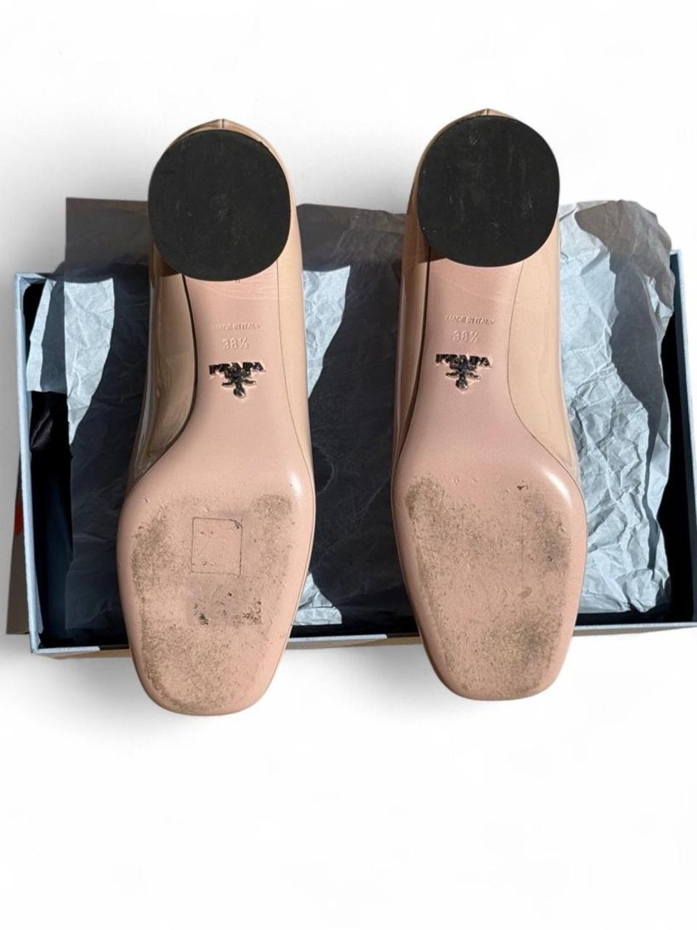 Prada Nude Patent Leather Block Heel Pumps 38.5, US 7.5 - Picture 4 of 8
